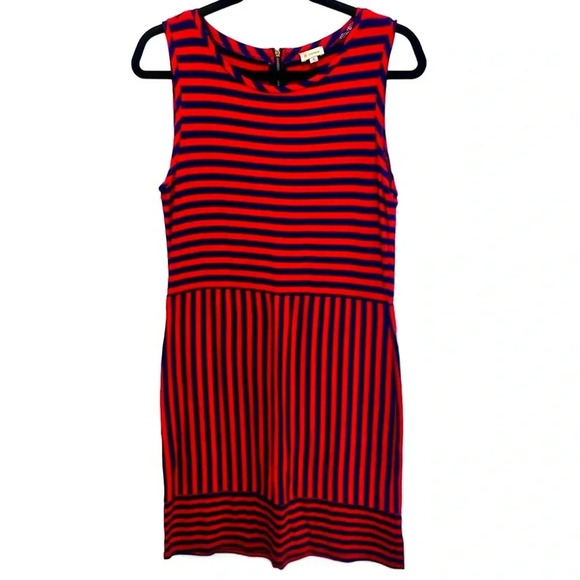 Cremieux striped stretch red & blue dress with back zipper closure size medium - Picture 1 of 6